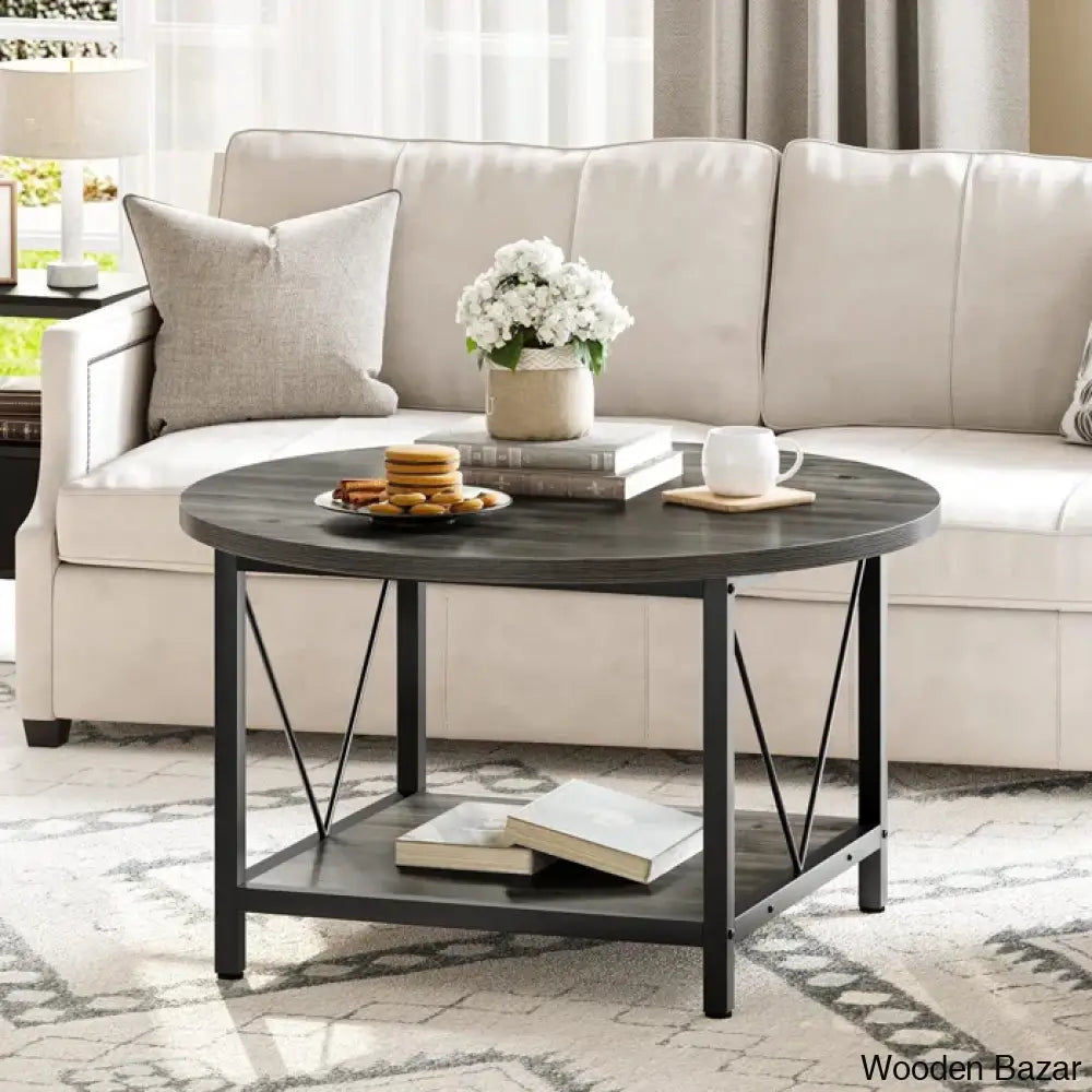 Bertrian 31’’ 4 Legs Round Coffee And Center Table With Storage For Living Room