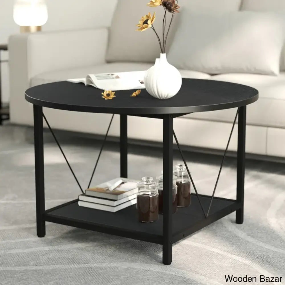 Bertrian 31’’ 4 Legs Round Coffee And Center Table With Storage For Living Room