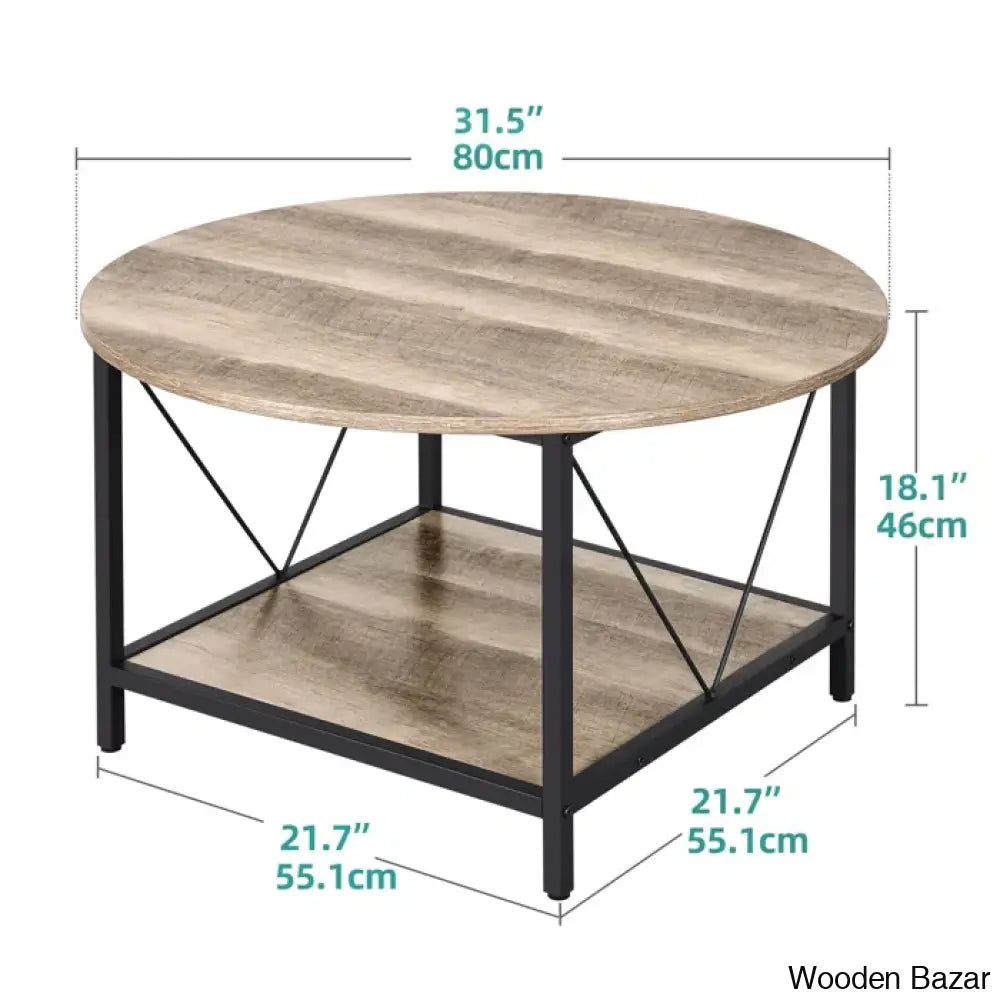 Bertrian 31’’ 4 Legs Round Coffee And Center Table With Storage For Living Room