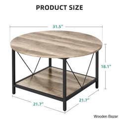 Bertrian 31’’ 4 Legs Round Coffee And Center Table With Storage For Living Room