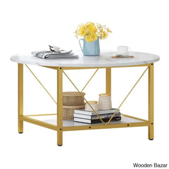 Bertrian 31’’ 4 Legs Round Coffee And Center Table With Storage For Living Room