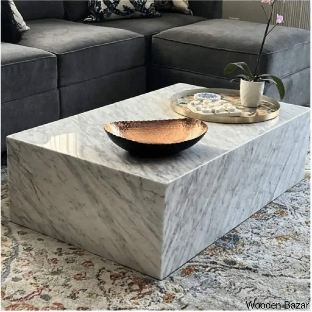 Betec Marble Block Coffee And Center Table - Carrara