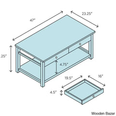 Beth Solid Wood Coffee And Center Table