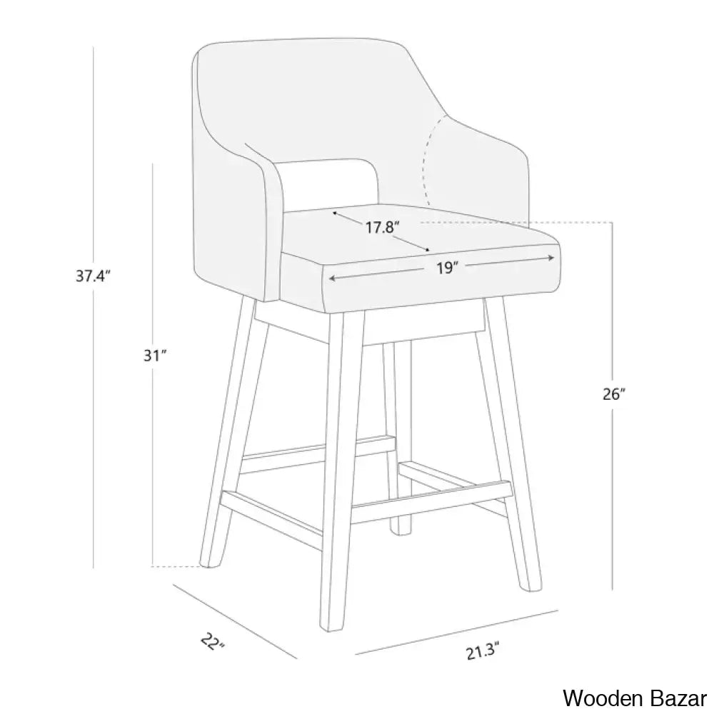 Bethiney Elegant Counter Stool (Set Of 2) - Wooden Bazar