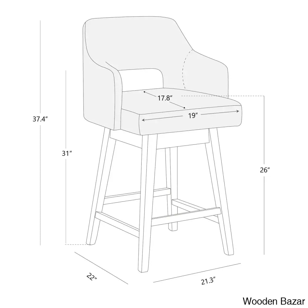 Bethiney Elegant Counter Stool (Set Of 2) - Wooden Bazar