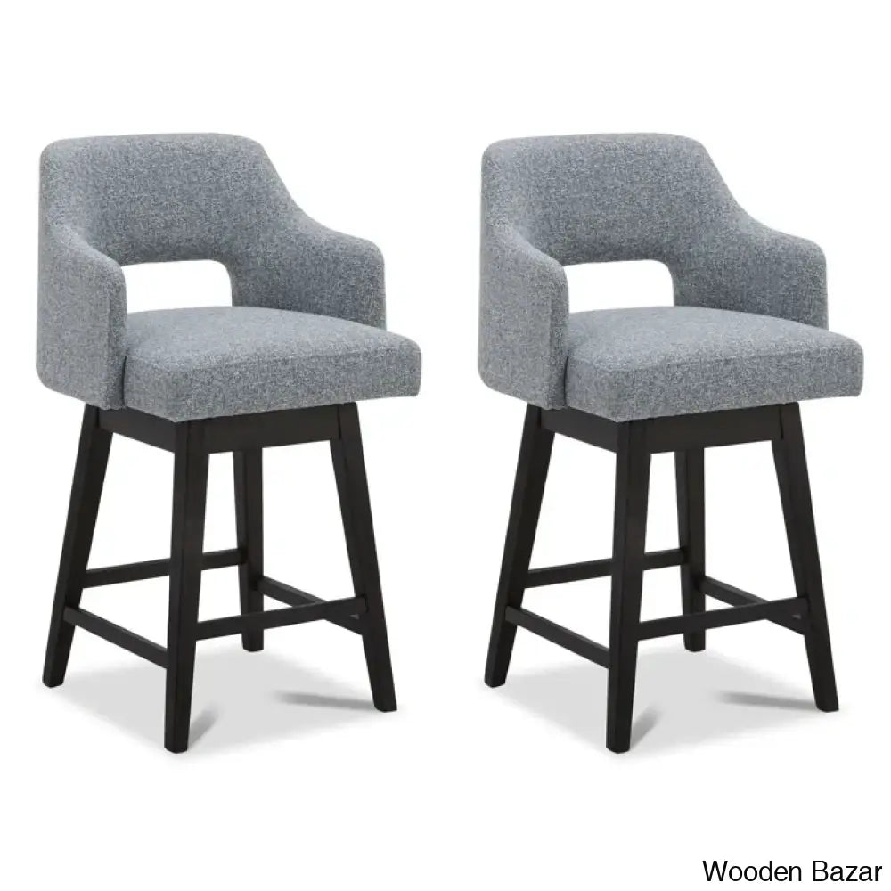 Bethiney Elegant Counter Stool (Set Of 2) - Wooden Bazar Gray