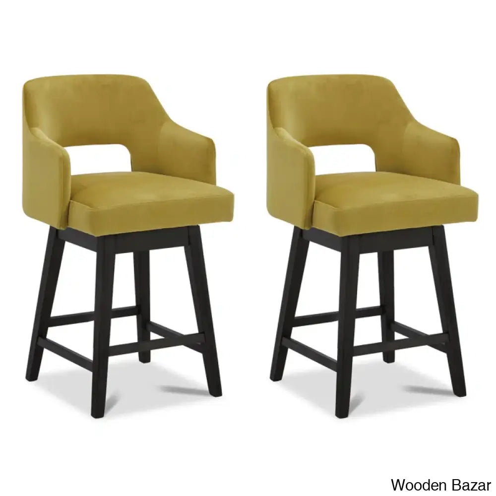 Bethiney Elegant Counter Stool (Set Of 2) - Wooden Bazar Yellow