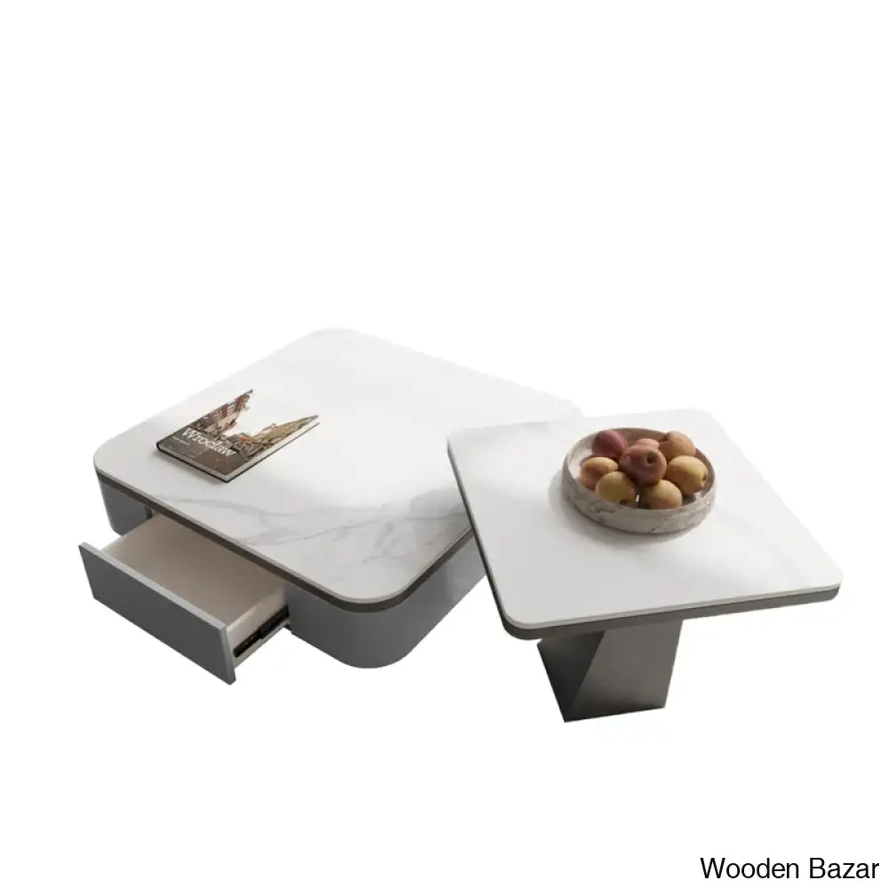 Binjaio Stone Top (Set Of 2) Nesting Coffee And Center Table