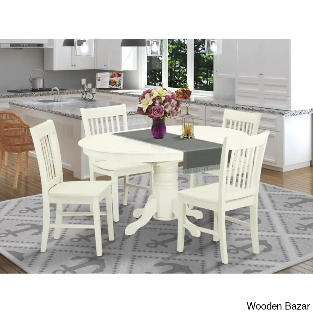 Birch Modern 4 Seater & 6 Extendable Dining Table Set Off-White /