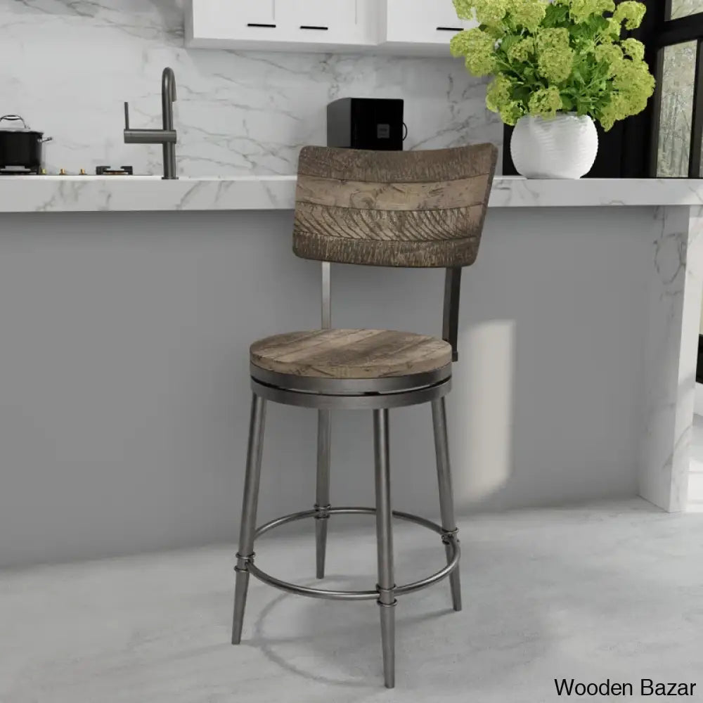 Birdsallo Swivel Counter And Bar Stool Weathered Gray / (26” Seat Height)