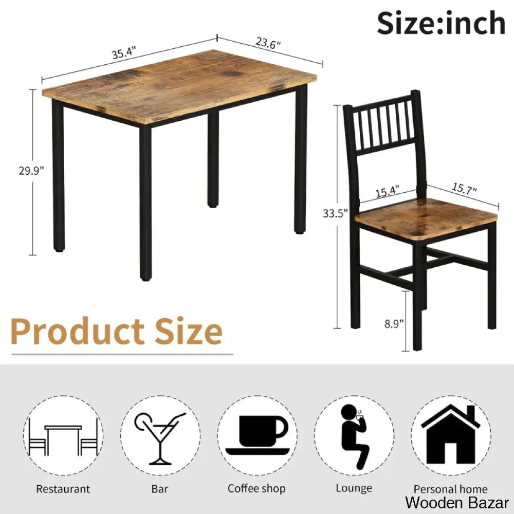 Bishop New 2 Seater Dining Table Set - Wooden Bazar