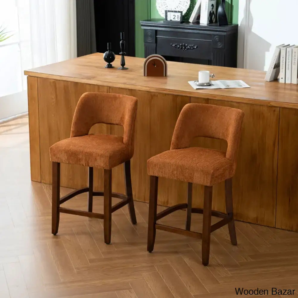 Bistoz Upholstered Sitting Counter And Bar Stool - Wooden Bazar