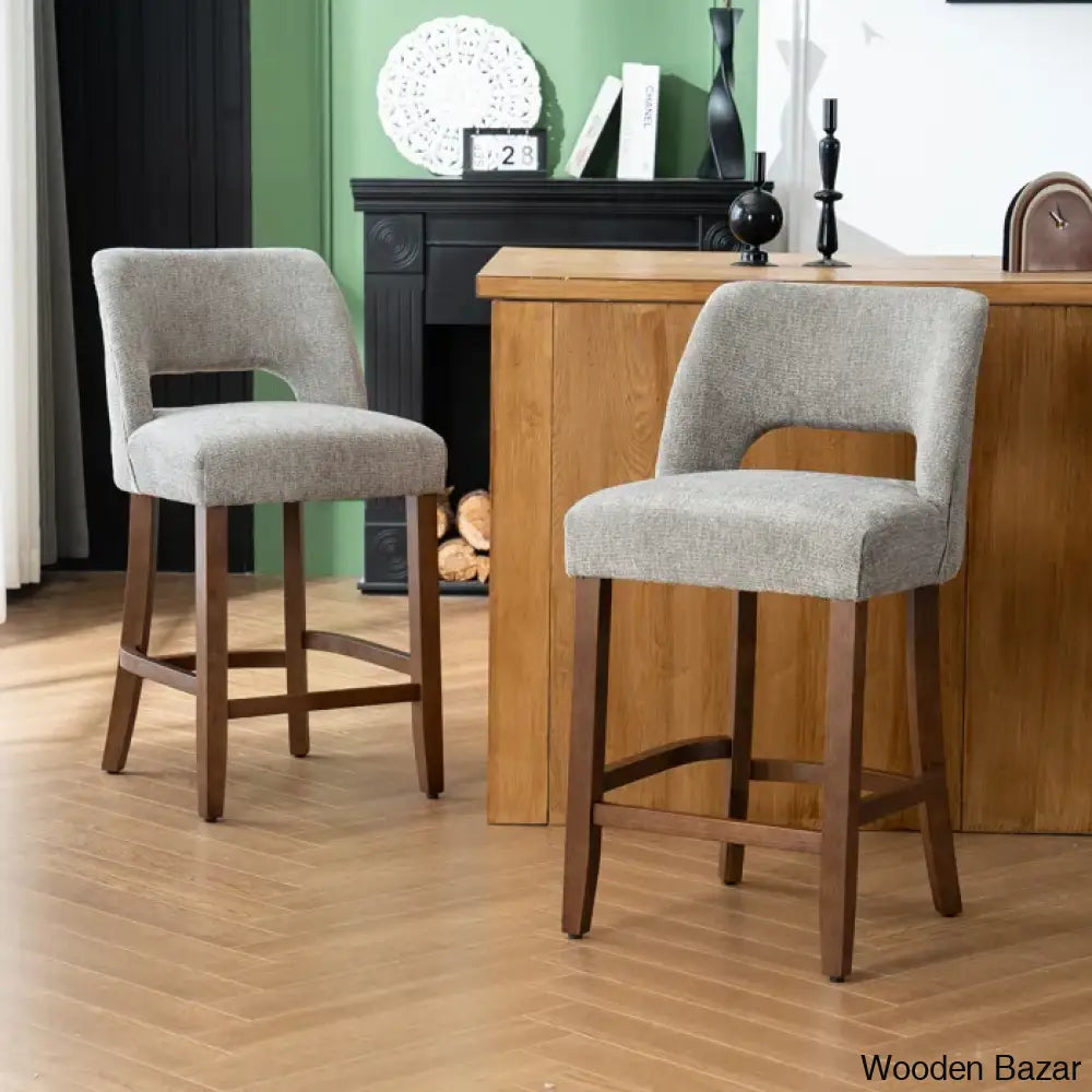 Bistoz Upholstered Sitting Counter And Bar Stool - Wooden Bazar