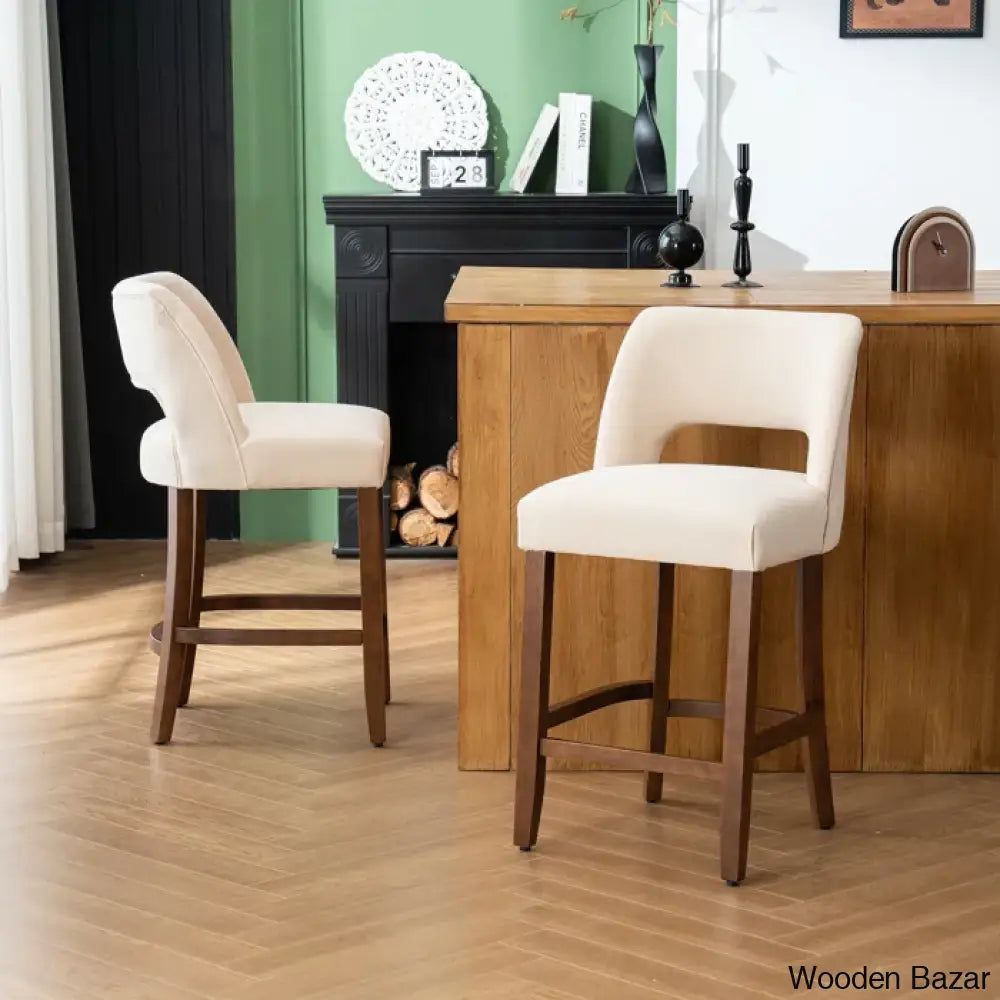 Bistoz Upholstered Sitting Counter And Bar Stool - Wooden Bazar