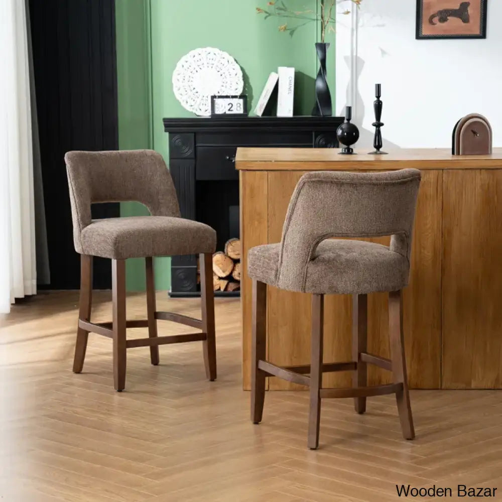 Bistoz Upholstered Sitting Counter And Bar Stool - Wooden Bazar