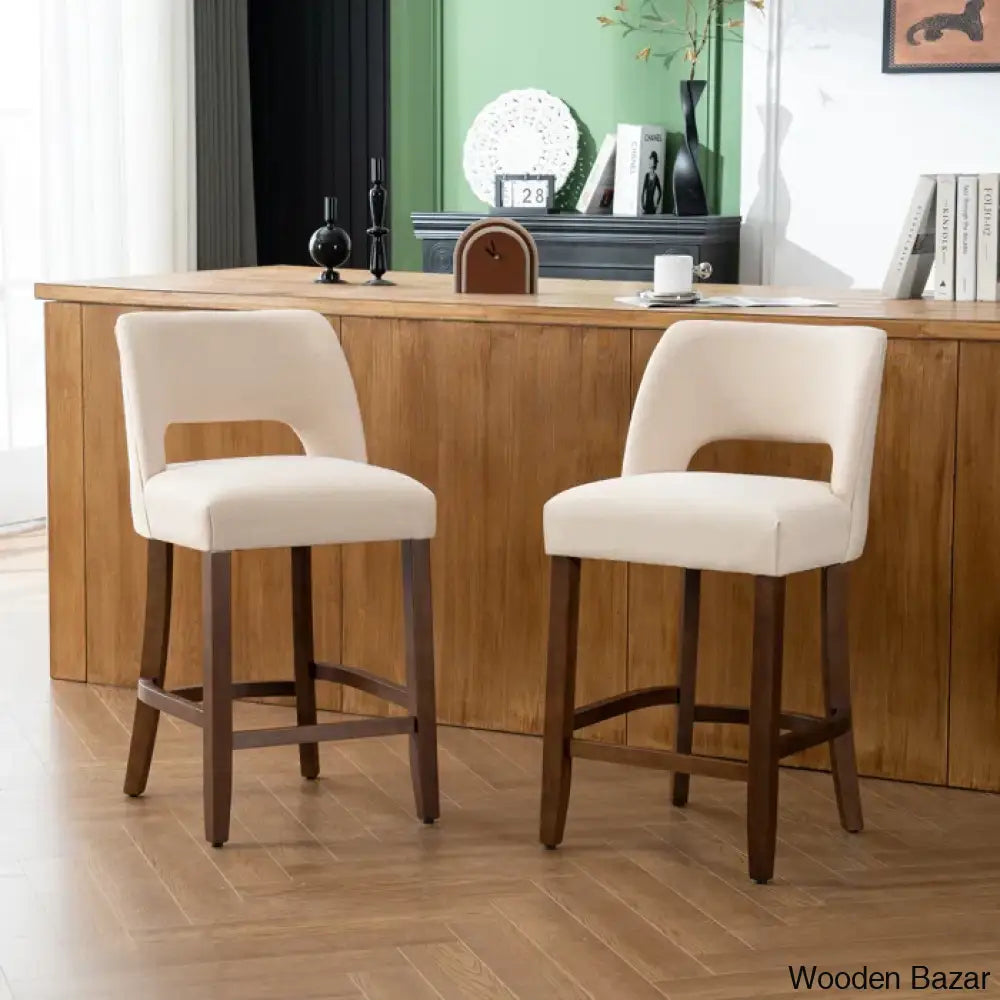 Bistoz Upholstered Sitting Counter And Bar Stool - Wooden Bazar