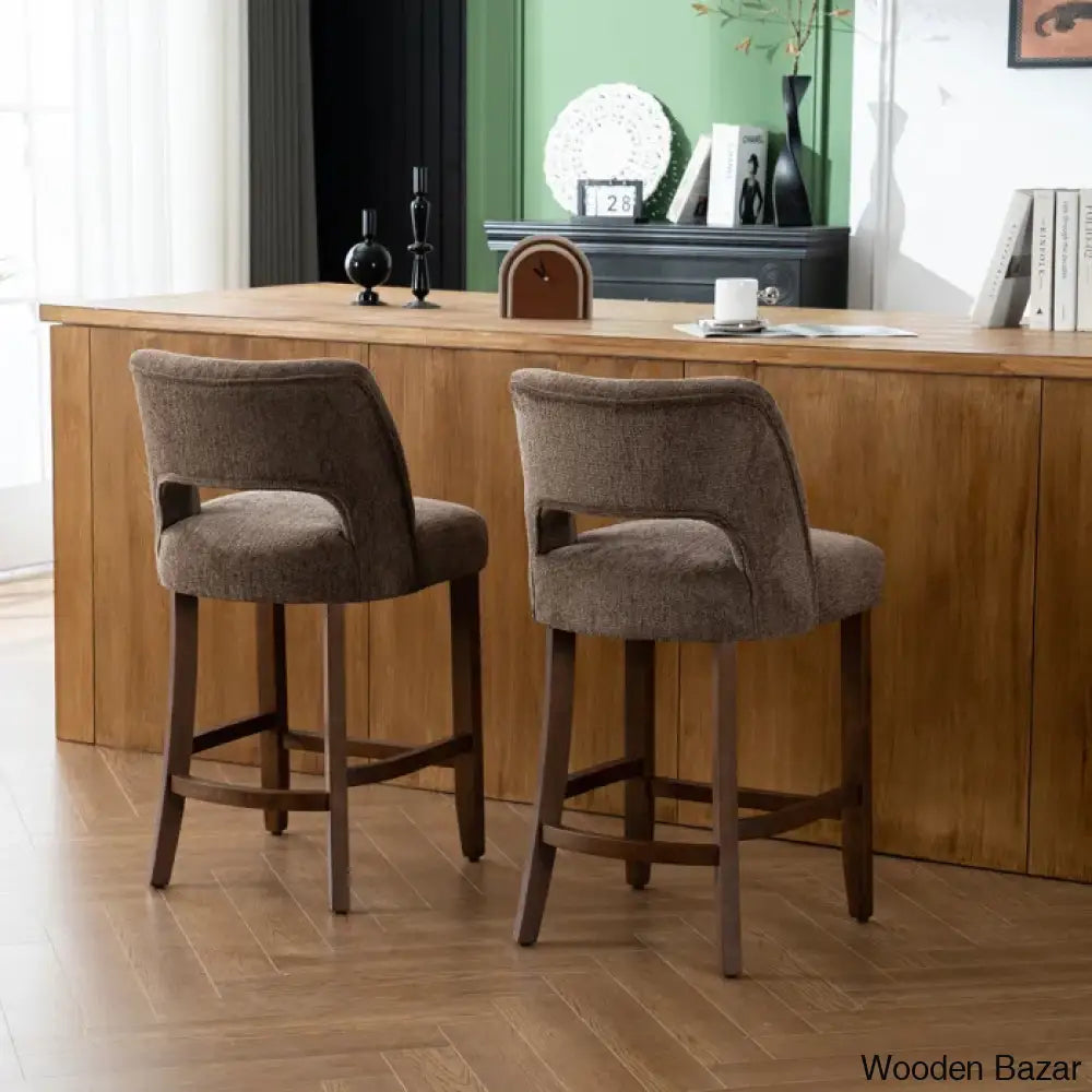 Bistoz Upholstered Sitting Counter And Bar Stool - Wooden Bazar