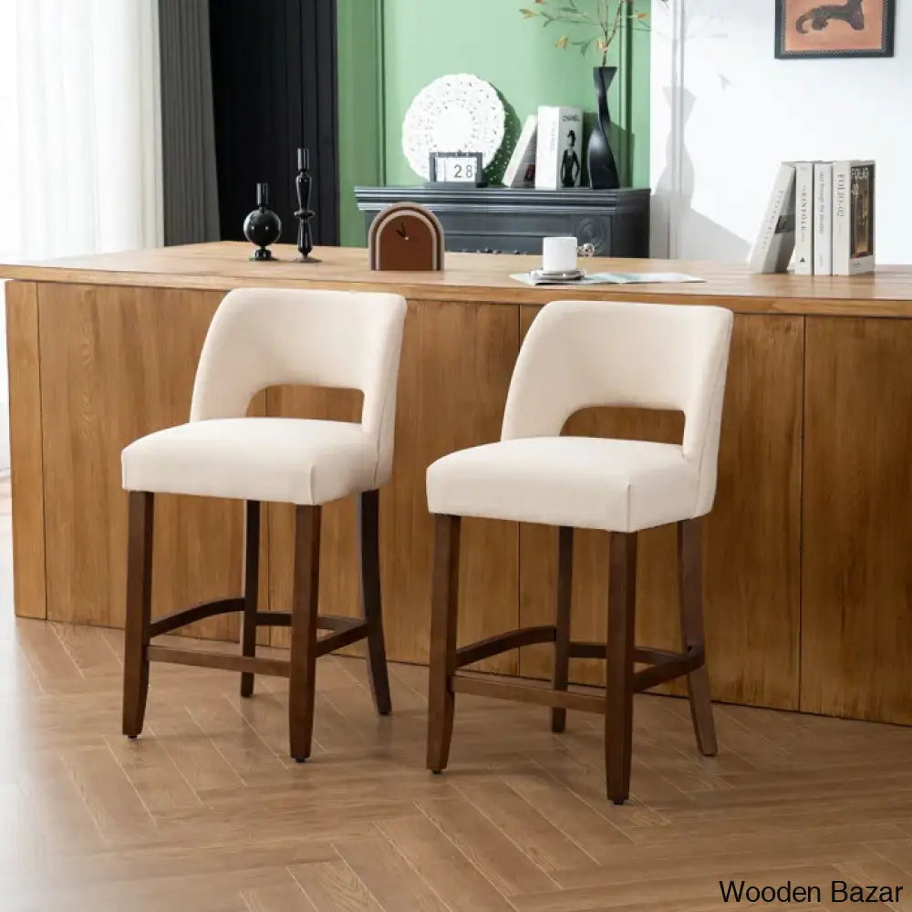 Bistoz Upholstered Sitting Counter And Bar Stool - Wooden Bazar