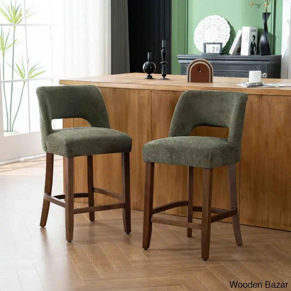 Bistoz Upholstered Sitting Counter And Bar Stool - Wooden Bazar