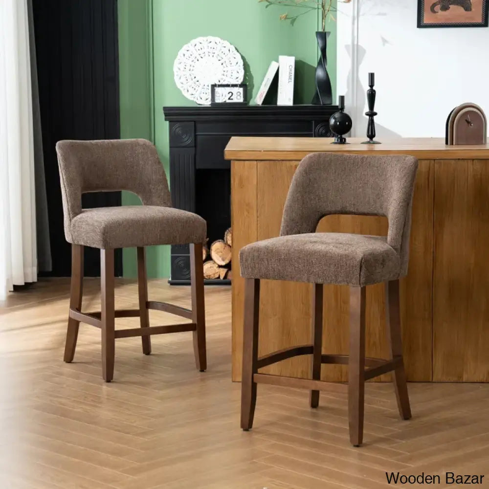 Bistoz Upholstered Sitting Counter And Bar Stool - Wooden Bazar