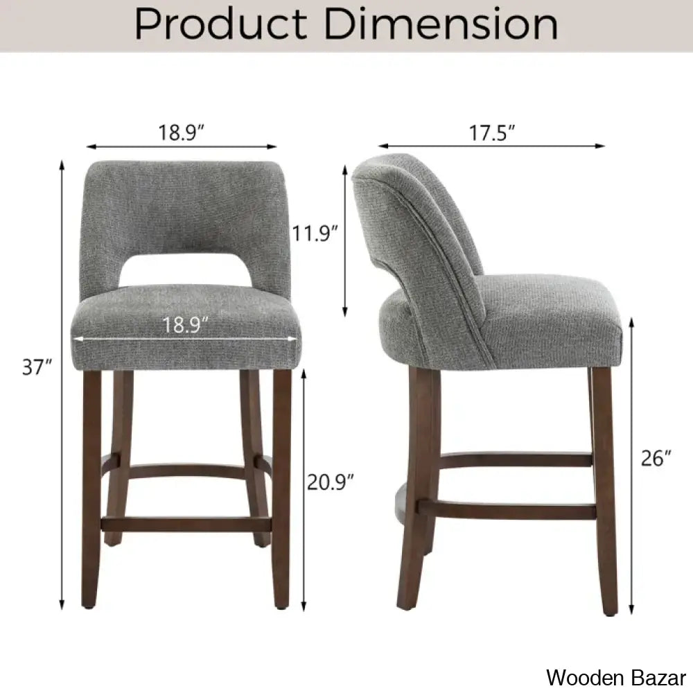 Bistoz Upholstered Sitting Counter And Bar Stool - Wooden Bazar