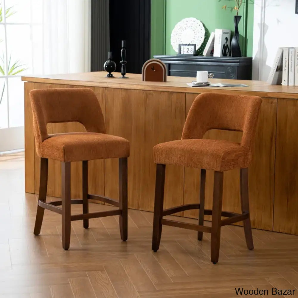 Bistoz Upholstered Sitting Counter And Bar Stool - Wooden Bazar