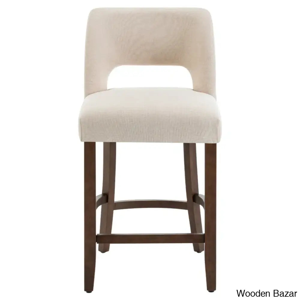 Bistoz Upholstered Sitting Counter And Bar Stool - Wooden Bazar Beige / 1 Piece