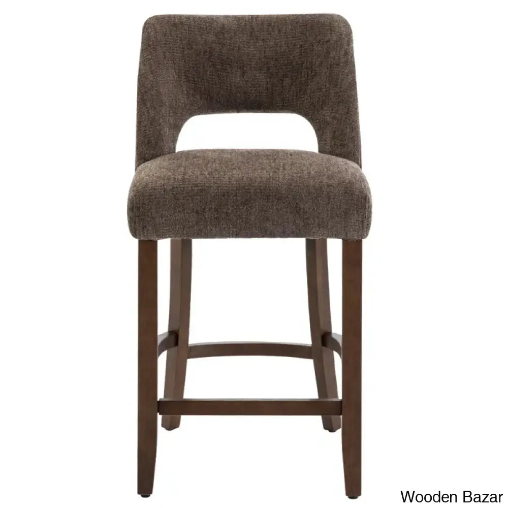 Bistoz Upholstered Sitting Counter And Bar Stool - Wooden Bazar Brown / 1 Piece