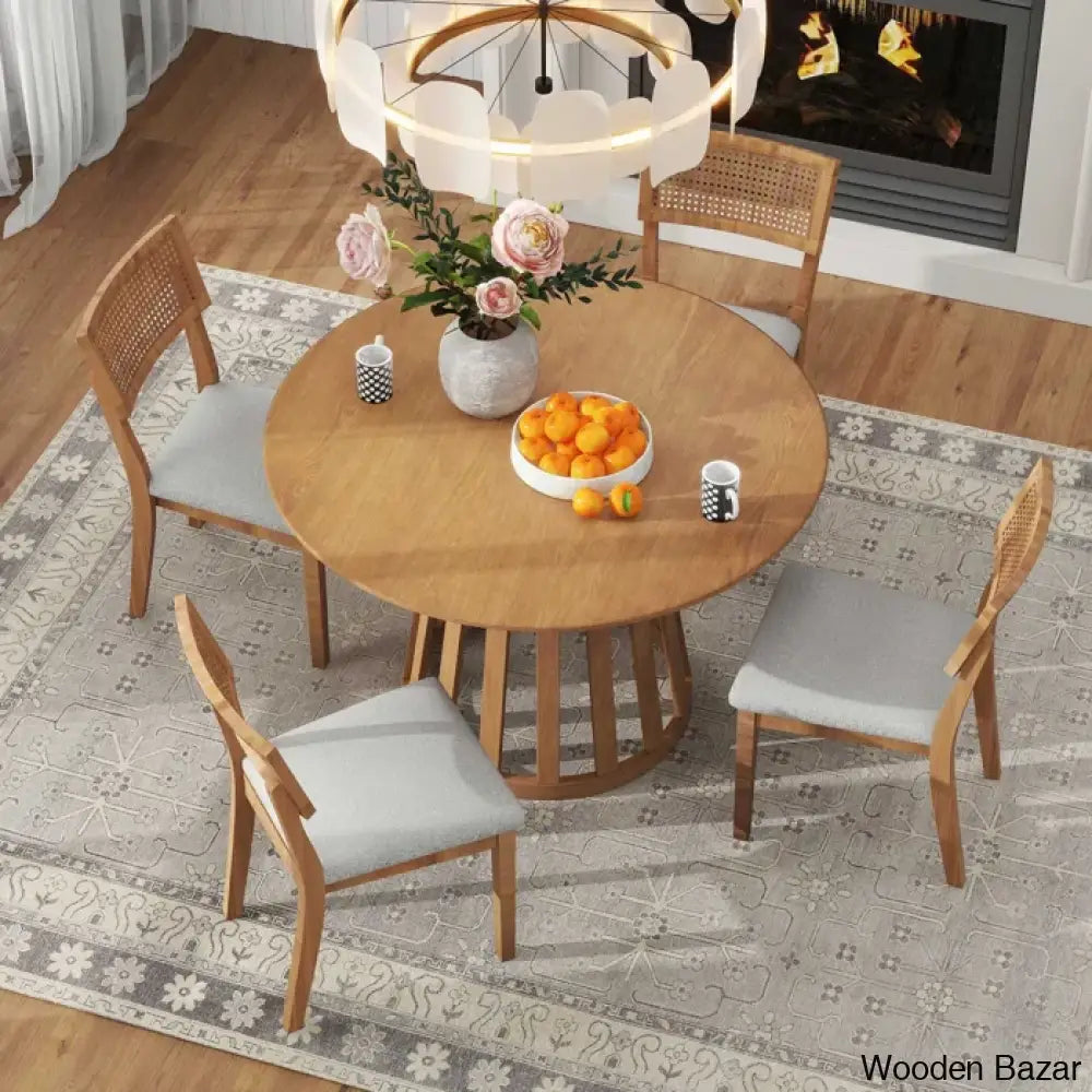 Blackburn 4 Seater Dining Table Set - Wooden Bazar Brown