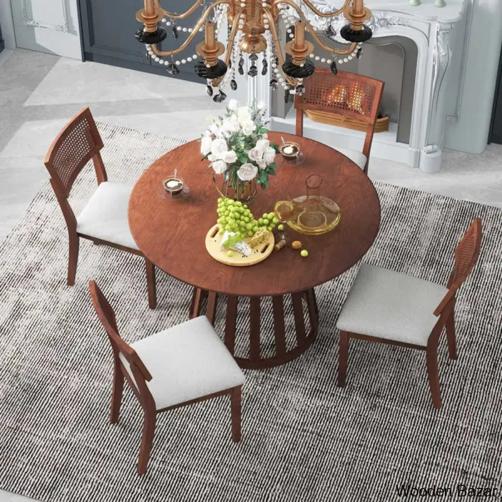 Blackburn 4 Seater Dining Table Set - Wooden Bazar Walnut