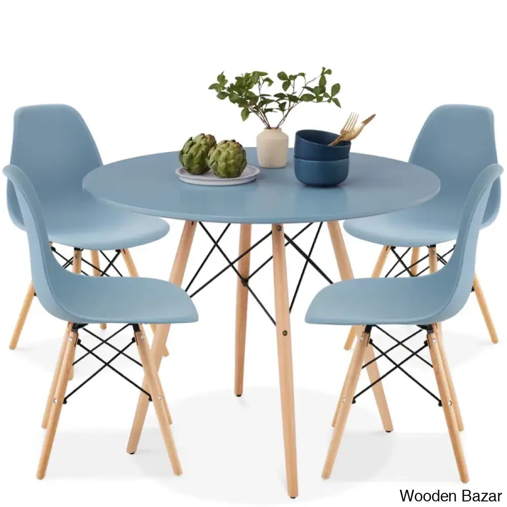 Blaine 4 Seater Stylish Dining Table Set - Wooden Bazar Light Cyan