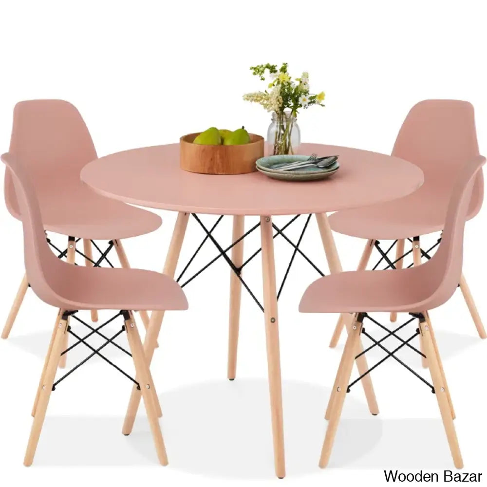 Blaine 4 Seater Stylish Dining Table Set - Wooden Bazar Pink