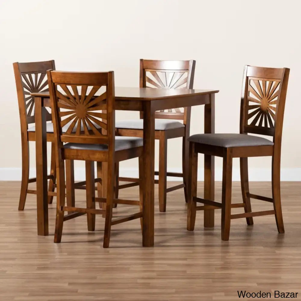 Blaine Wooden 4 Seater Dining Table Set - Bazar Espresso Brown/Beige