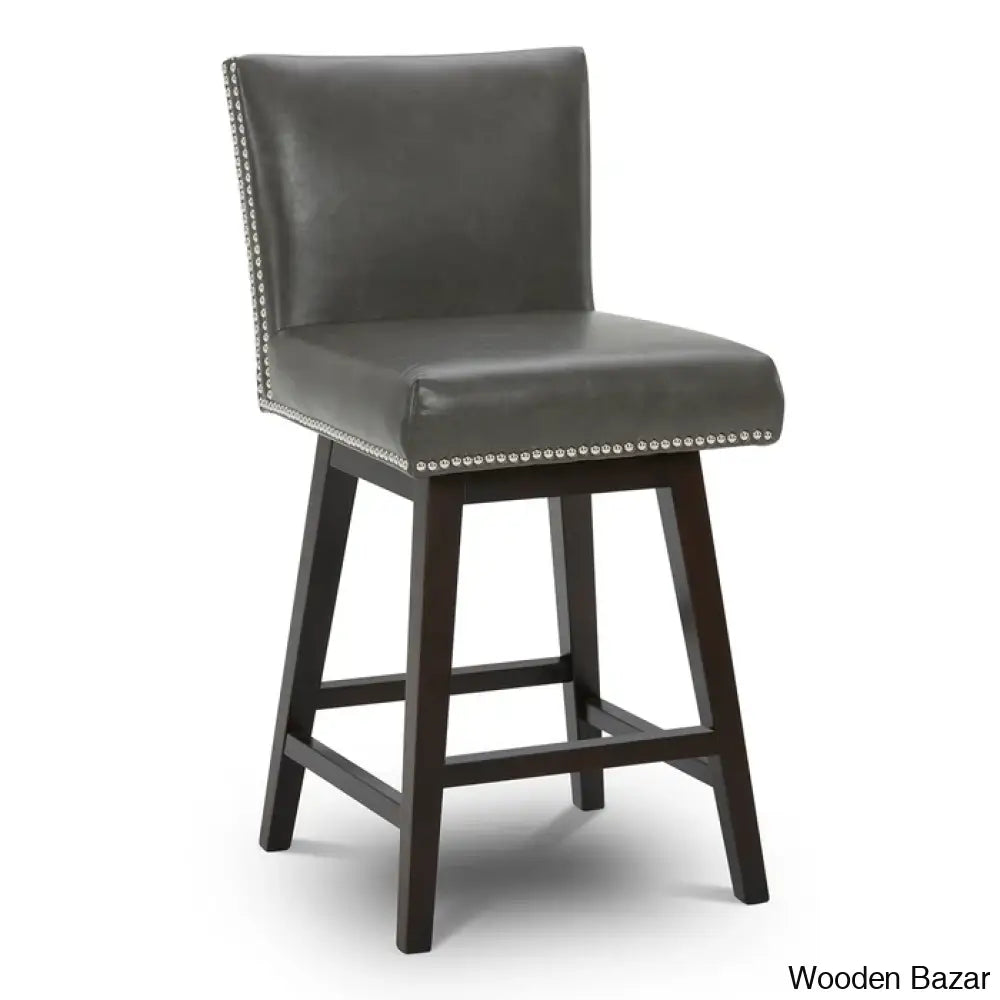 Blakez 26’’ Swivel Counter Stool (Set Of 2) - Wooden Bazar Gray