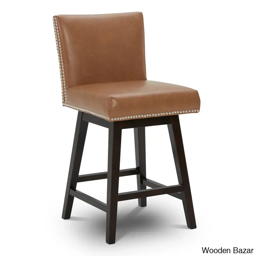 Blakez 26’’ Swivel Counter Stool (Set Of 2) - Wooden Bazar Saddle Brown