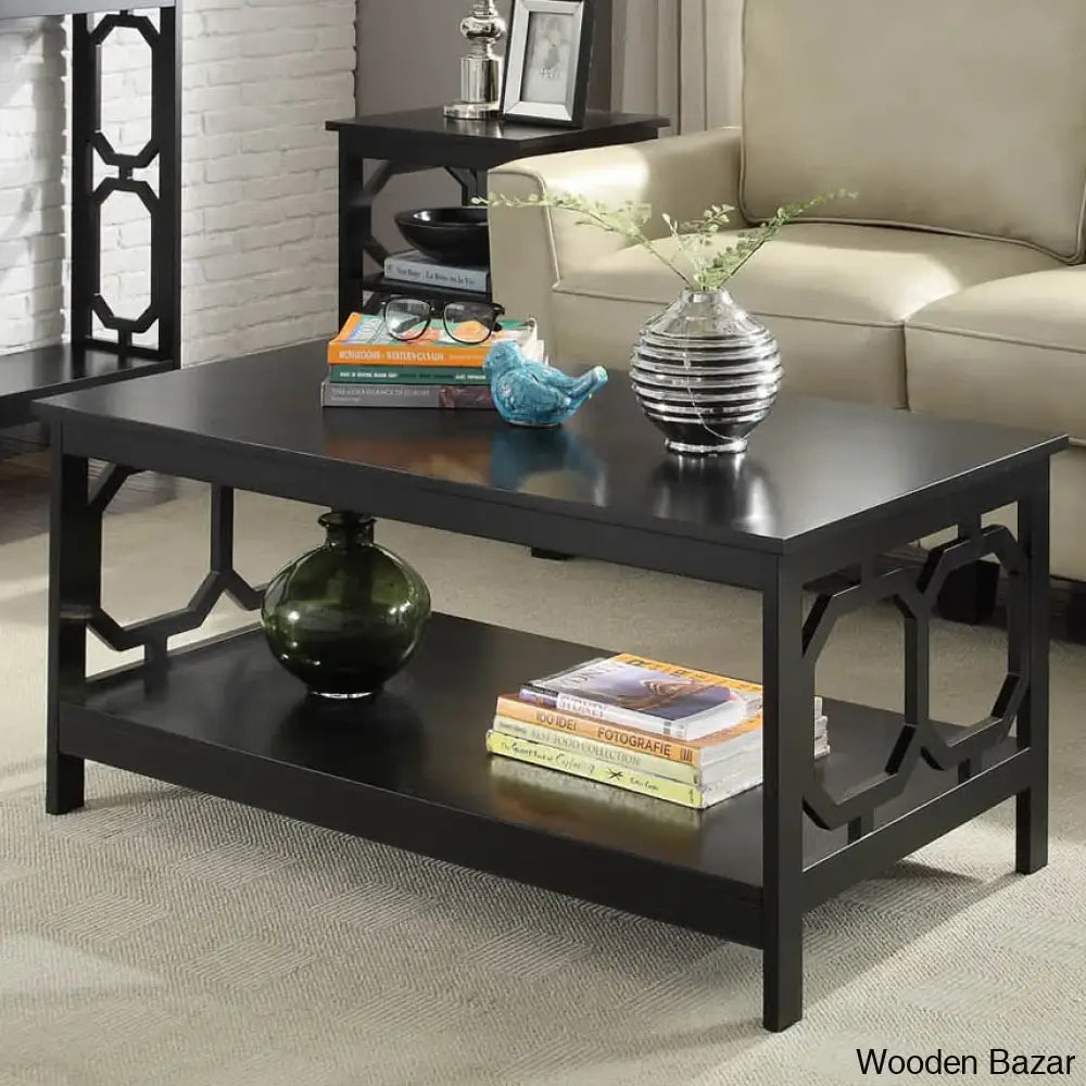 Bodeswellc Coffee And Center Table With Storage Black