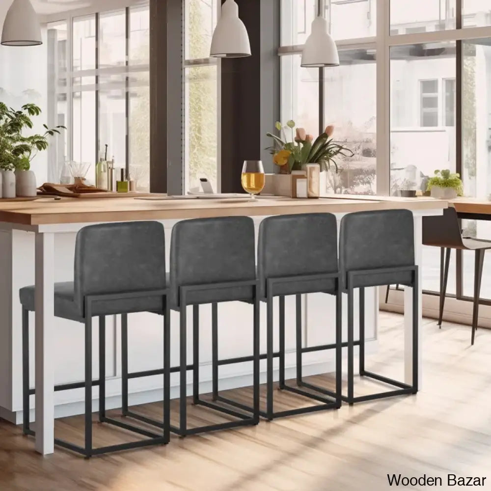 Boisen Swivel Counter And Bar Stool (Set Of 4) - Wooden Bazar