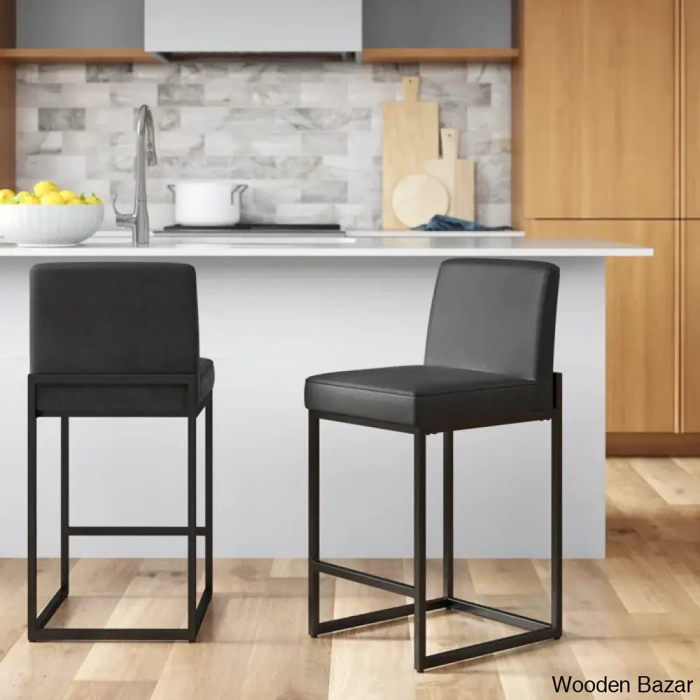 Boisev Swivel Upholstered 24’’ Counter And Bar Stool With Metal Frame (Set Of 2) Black / 1 Piece