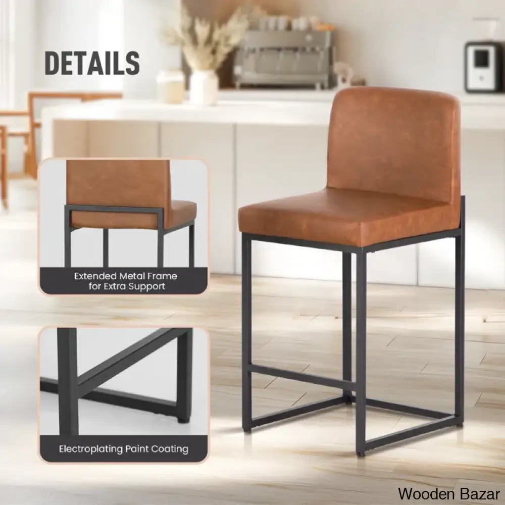 Boisev Swivel Upholstered 24’’ Counter And Bar Stool With Metal Frame (Set Of 2) Black / Brown