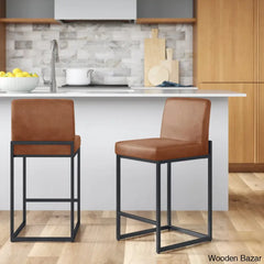 Boisev Swivel Upholstered 24’’ Counter And Bar Stool With Metal Frame (Set Of 2) Black / Brown