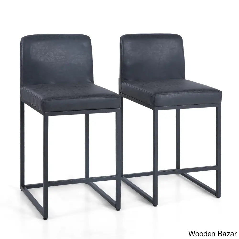 Boisev Swivel Upholstered 24’’ Counter And Bar Stool With Metal Frame (Set Of 2) Black / Dark