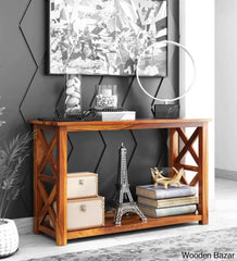 Carved Wood Accent Table - Console Table