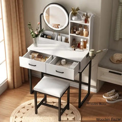 Borach Vanity Dressing Table With Lighted Mirror And Stool