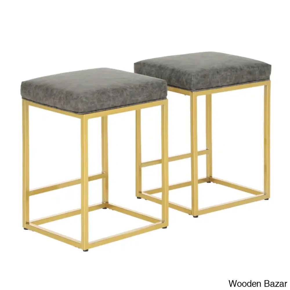 Boroughc Upholstered Counter And Bar Stool With Metal Frame (Set Of 2)