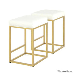 Boroughc Upholstered Counter And Bar Stool With Metal Frame (Set Of 2)