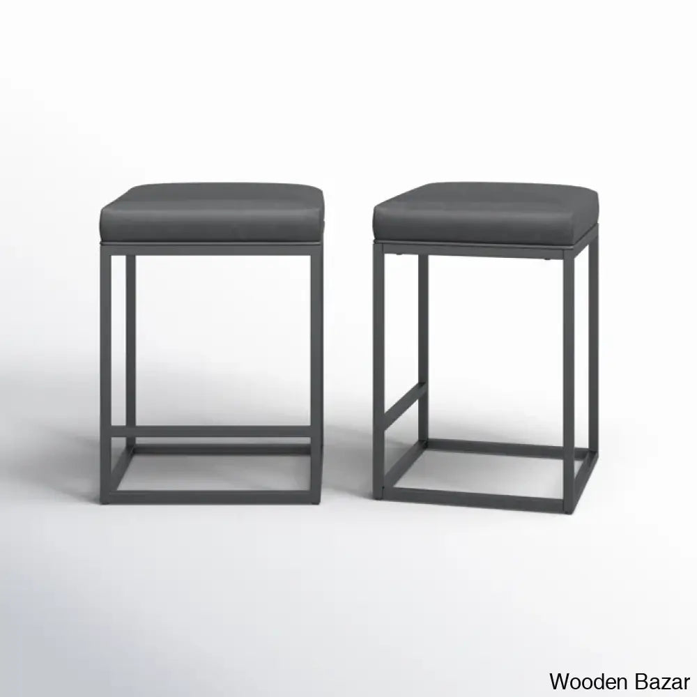 Boroughc Upholstered Counter And Bar Stool With Metal Frame (Set Of 2)