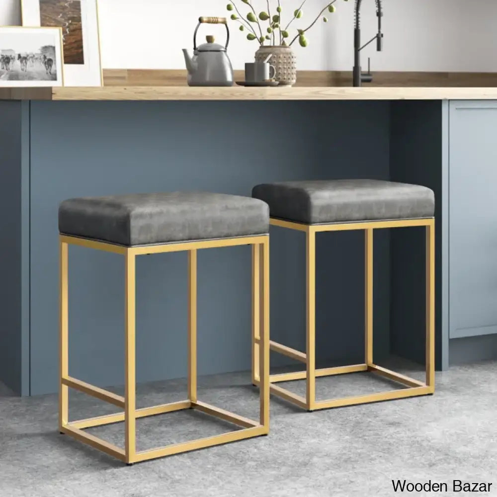 Boroughc Upholstered Counter And Bar Stool With Metal Frame (Set Of 2)