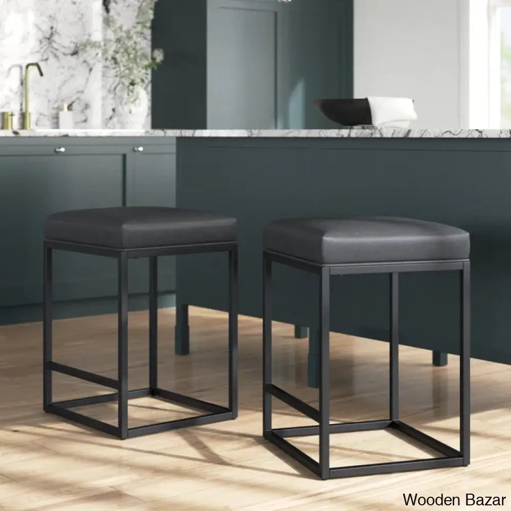 Boroughc Upholstered Counter And Bar Stool With Metal Frame (Set Of 2)