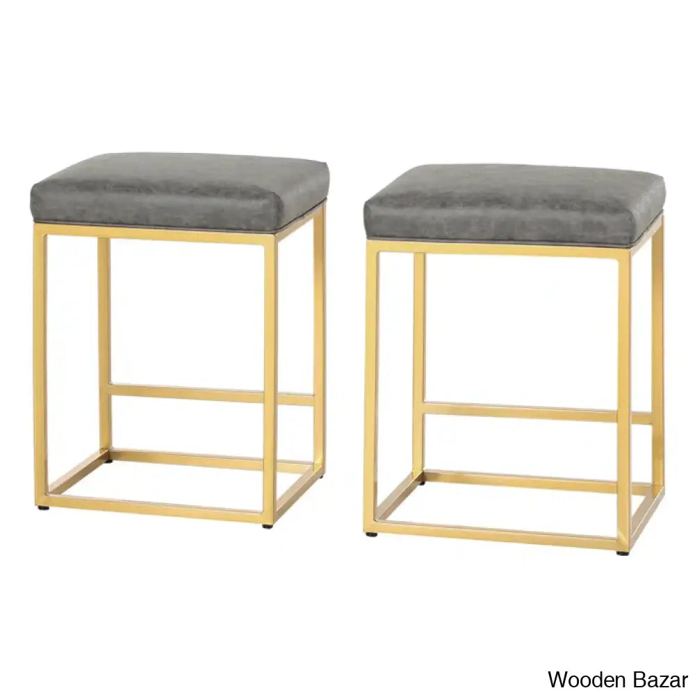 Boroughc Upholstered Counter And Bar Stool With Metal Frame (Set Of 2)