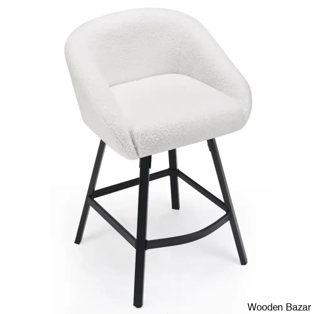 Bouclen Swivel Upholstered 27.1’’ Modern Counter And Bar Stool (Set Of 2)